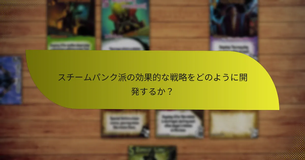 スチームパンク派の効果的な戦略をどのように開発するか？