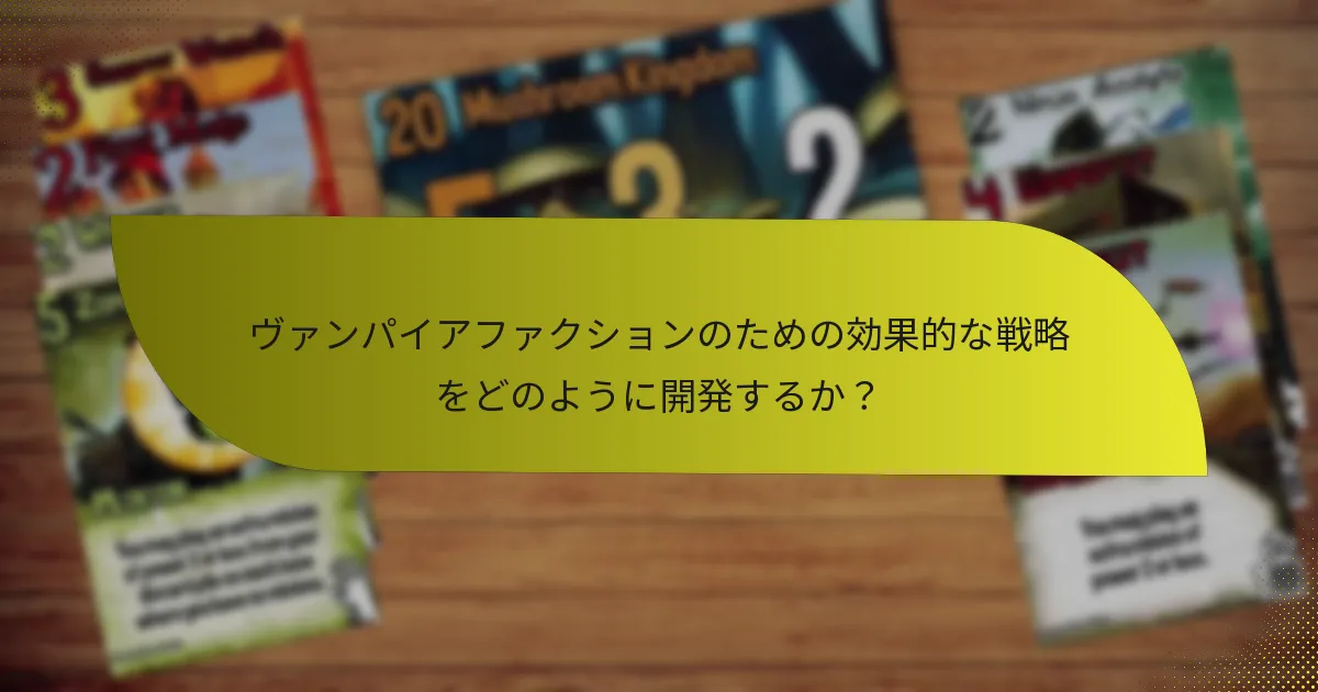 ヴァンパイアファクションのための効果的な戦略をどのように開発するか？